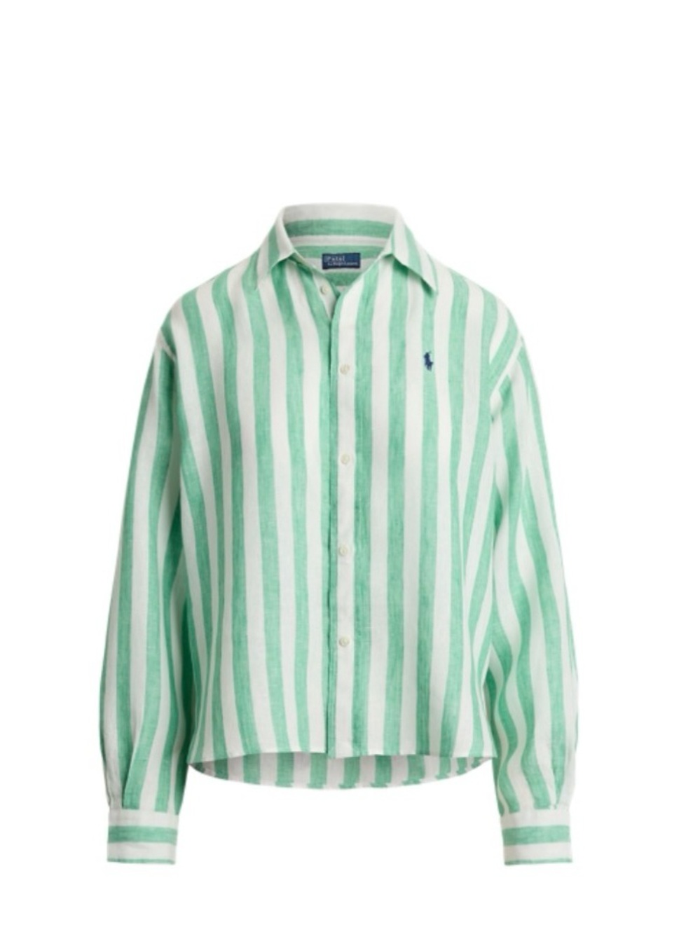 Ralph Lauren Green and White Vertical Stripe Button-Down Shirt
